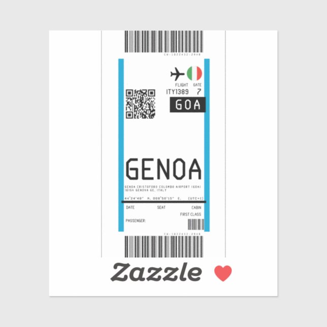 Boarding pass to Genoa (GOA) (Sheet)