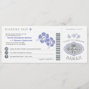 Boarding Pass to Hawaii Wedding Invitation