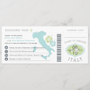 Boarding Pass to Italy Wedding Invitation