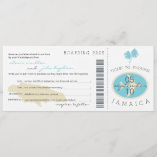 Boarding Pass to Jamaica Wedding Invitation
