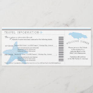 Boarding Pass to Jamaica Wedding Travel Info Invitation
