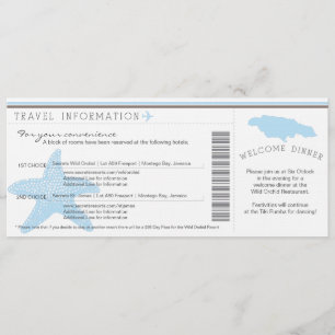 Boarding Pass to Jamaica Wedding Travel Info Invitation