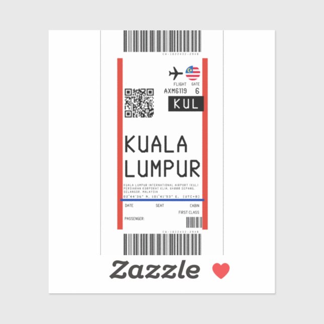 Boarding pass to Kuala Lumpur (KUL) (Sheet)