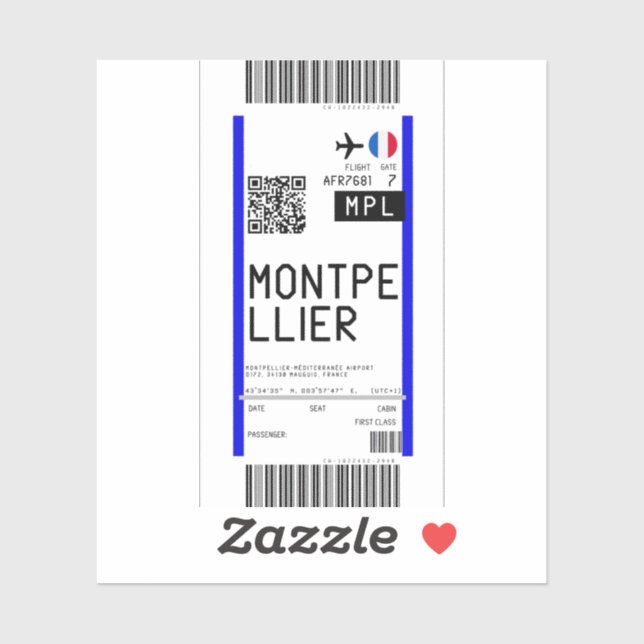 Boarding pass to Montpellier (MPL) (Sheet)