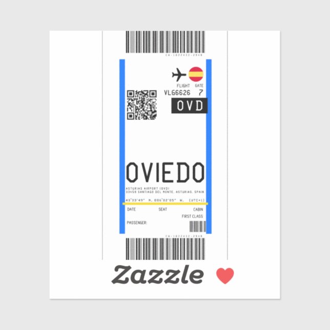 Boarding pass to Oviedo (OVD) (Sheet)