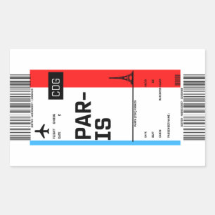Boarding Pass to Paris Rectangular Sticker