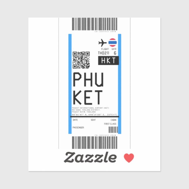 Boarding pass to Phuket (HKT) (Sheet)