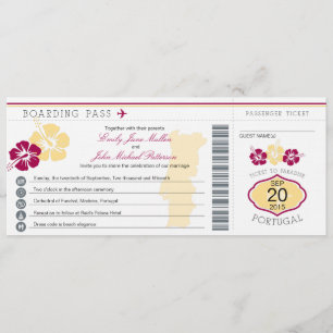 Boarding Pass to Portugal Wedding Invitation