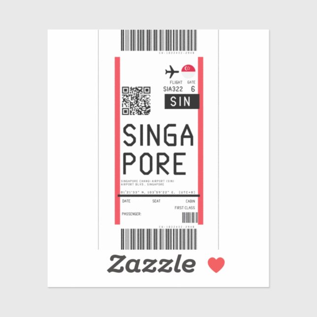 Boarding pass to Singapore (SIN) (Sheet)