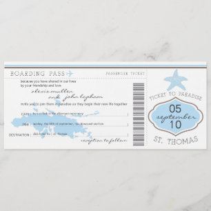Boarding Pass to St. Thomas Wedding Invitation
