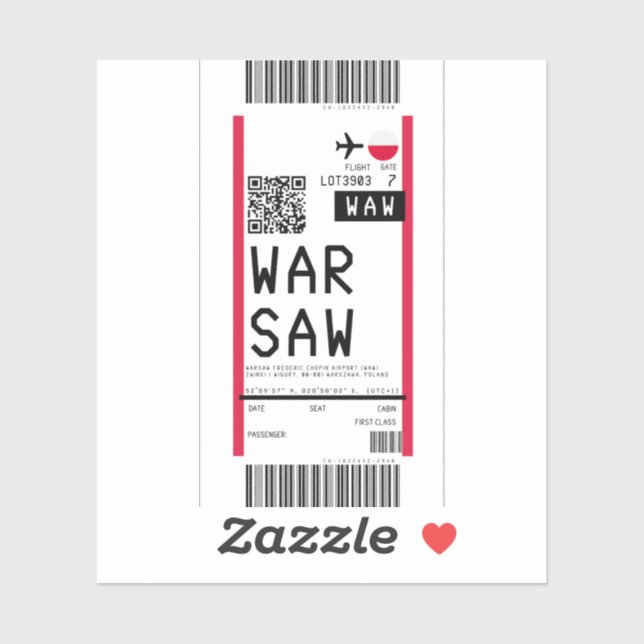 Boarding pass to Warsaw (WAW) (Sheet)