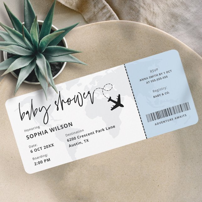 Boarding Pass Travel Baby Boy Baby Shower Invitation (Creator Uploaded)