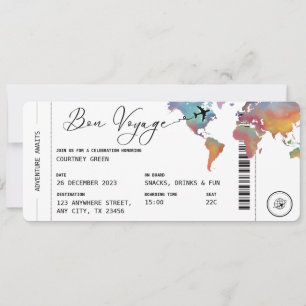 Boarding Pass Travel Bon Voyage Retirement Party Invitation