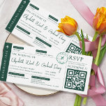Boarding Pass Travel Emerald Green Wedding Invitation<br><div class="desc">Boarding Pass Travel Emerald Green Wedding Invitation. Matching items available.</div>