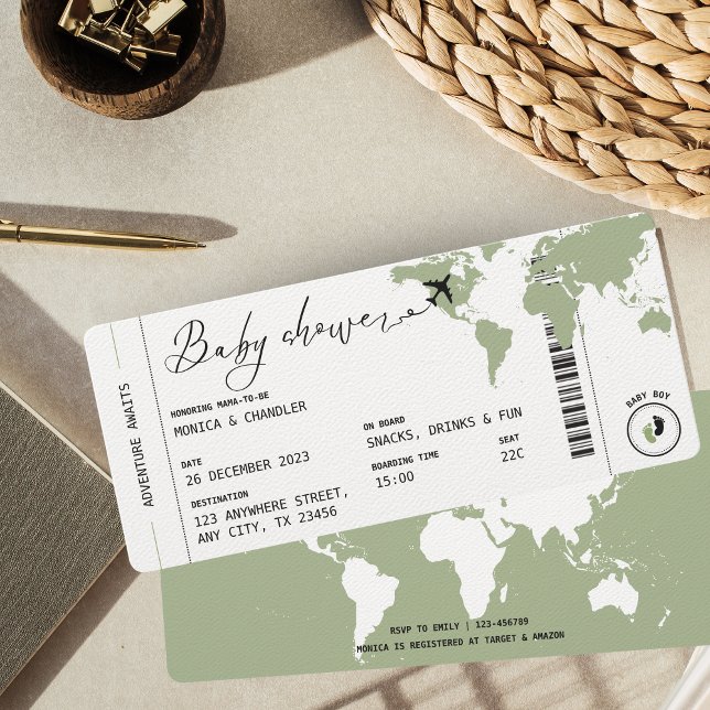 Boarding Pass Travel Gender Neutral Baby Shower  Invitation (Creator Uploaded)