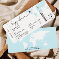 Boarding Pass Travel Theme Boy Baby Shower Blue 