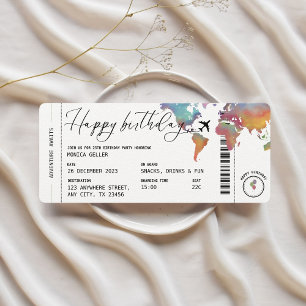 Boarding Pass Travel Themed Adult Birthday Party Invitation