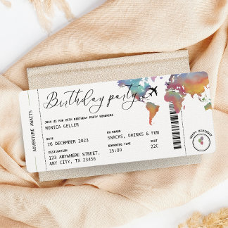 Boarding Pass Travel Themed Birthday Party Invitation