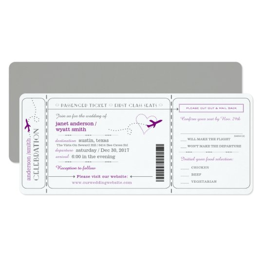 Boarding Pass Travel Ticket Wedding Invitation