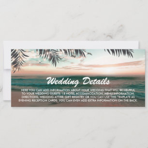 Boarding Pass Tropical Beach Wedding Details Invitation