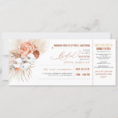 Boarding Pass Tropical Floral Bridal Shower Ticket Invitation (Front)