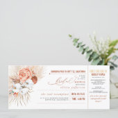 Boarding Pass Tropical Floral Bridal Shower Ticket Invitation (Standing Front)