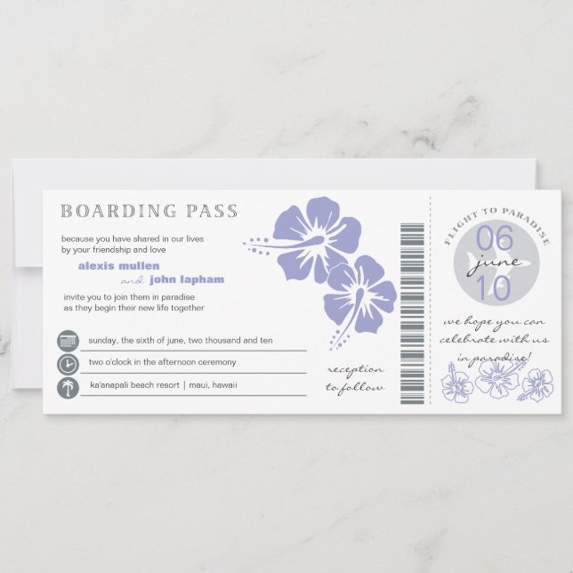 Boarding Pass Wedding Invitation (Front)