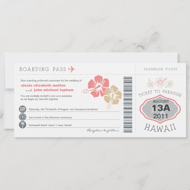 Boarding Pass Wedding Invitation (Front)