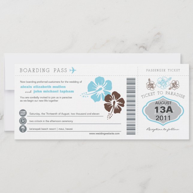 Boarding Pass Wedding Invitation (Front)
