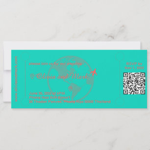 Boarding Pass Wedding Invitation – Teal & Coral