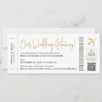 Boarding Pass with QR Code Destination Wedding 