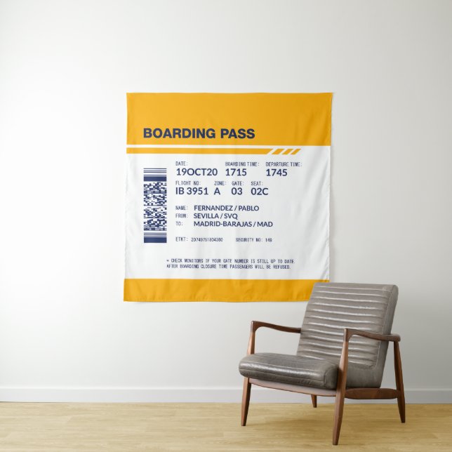 Boarding Pass - Yellow Tapestry (In Situ)