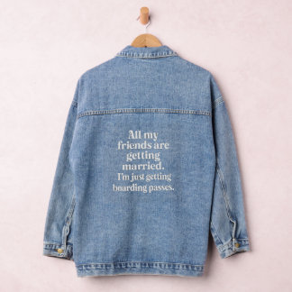 Boarding Passes Over Bouquets — Funny Travel Denim Jacket