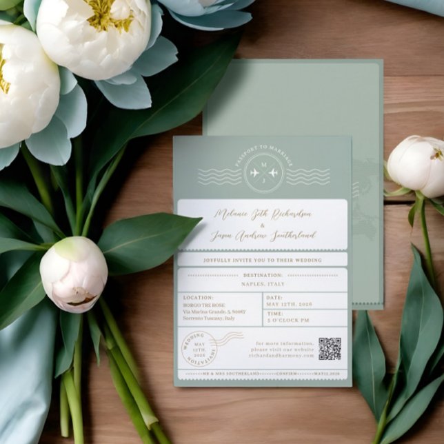 Boarding Passport Ticket Destination Wedding Invitation (Boarding Passport Ticket Destination Travel Theme Invitation)