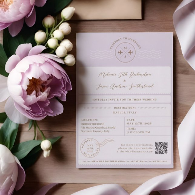 Boarding Passport Ticket Destination Wedding Invitation (Boarding Passport Ticket Destination Travel Theme Invitation)