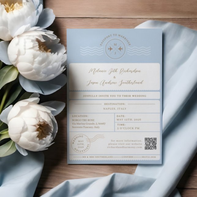 Boarding Passport Ticket Destination Wedding Invitation (Boarding Passport Ticket Destination Travel Theme Invitation)