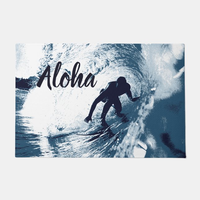 Boarding Trybe Tube, Hawaiian Surfer Aloha Doormat (Front)