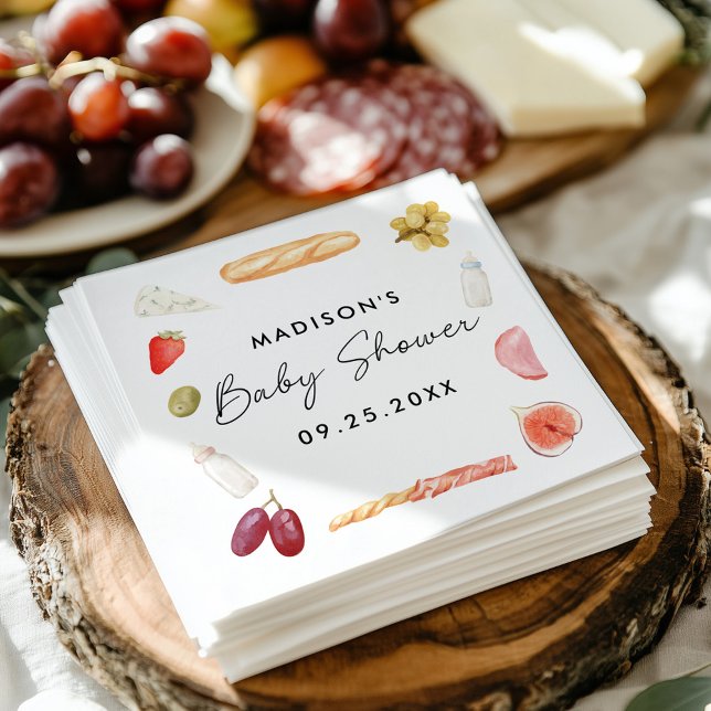 Boards and Bottles Charcuterie Baby Shower Napkin (Creator Uploaded)