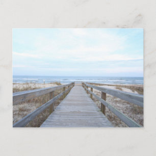 Boardwalk across Beach to the Sea Postcard