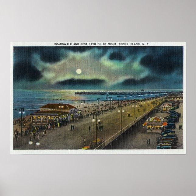 Boardwalk and Rest Pavilion View at Night Poster (Front)
