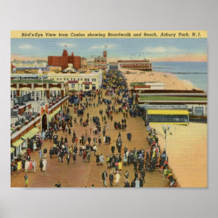 Boardwalk, Asbury Park, New Jersey Vintage Poster