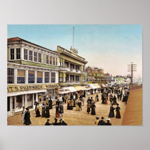 Boardwalk at Atlantic City, 1900 Poster
