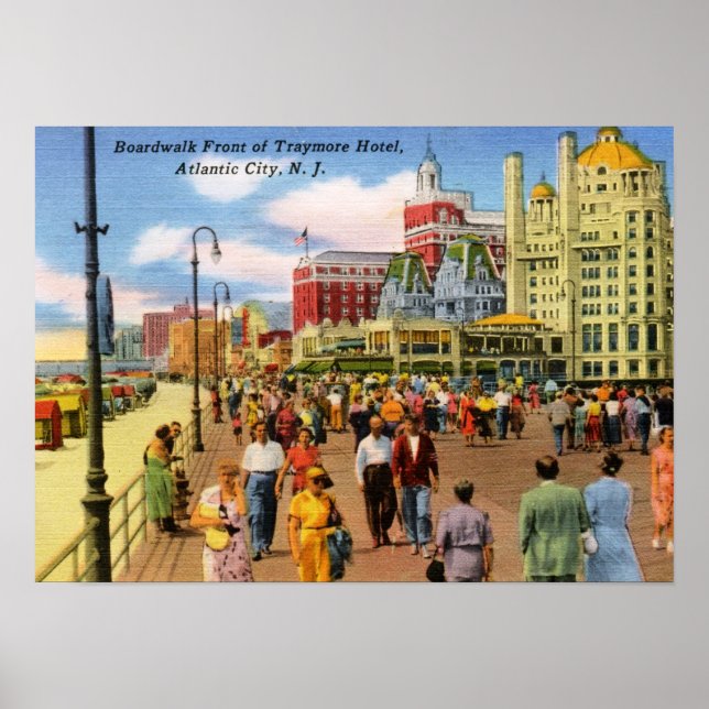 Boardwalk, Atlantic City Vintage Poster (Front)