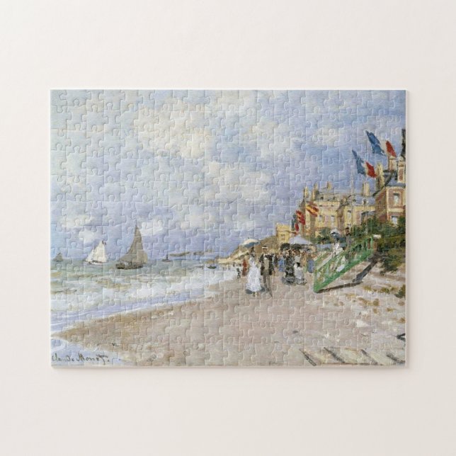 Boardwalk Beach at Trouville Monet Fine Art Jigsaw Puzzle (Horizontal)