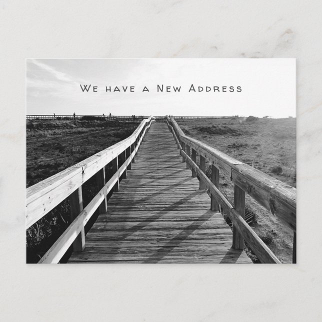 Boardwalk Black n White New Address Postcard (Front)