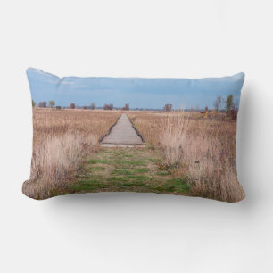 boardwalk through prairie at necedah lumbar cushion
