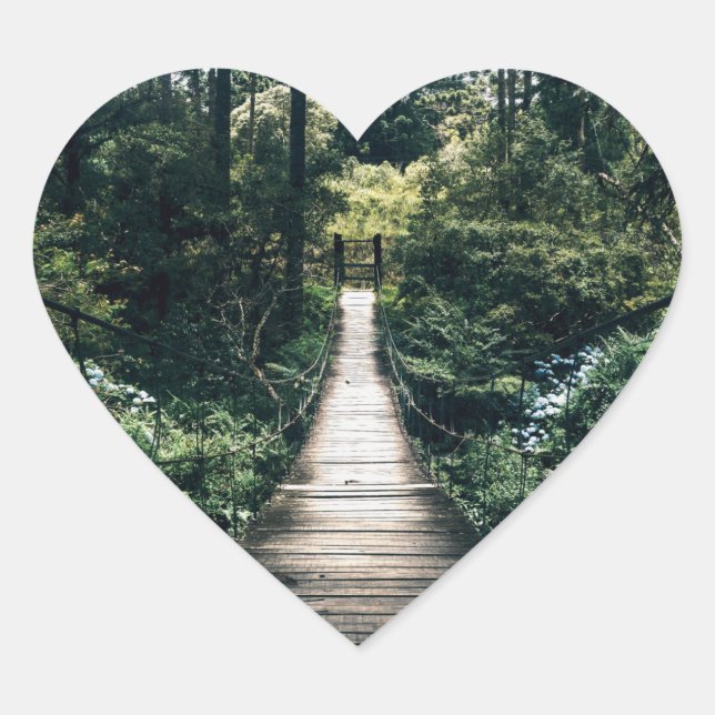 Boardwalk Through The Forest Heart Sticker (Front)