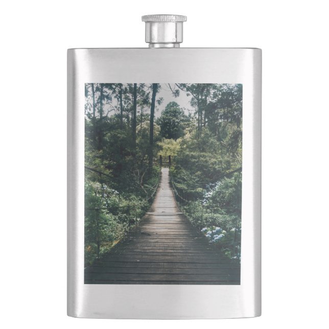 Boardwalk Through The Forest Hip Flask (Front)