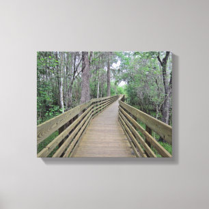Boardwalk Through the Woods Photo on a Canvas Print