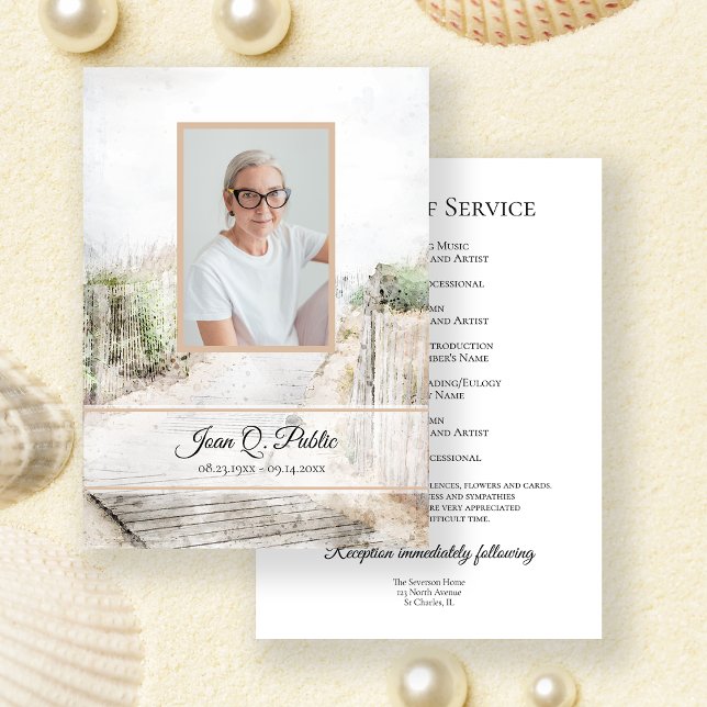 Boardwalk to Beach Funeral Service Memorial Program (Creator Uploaded)